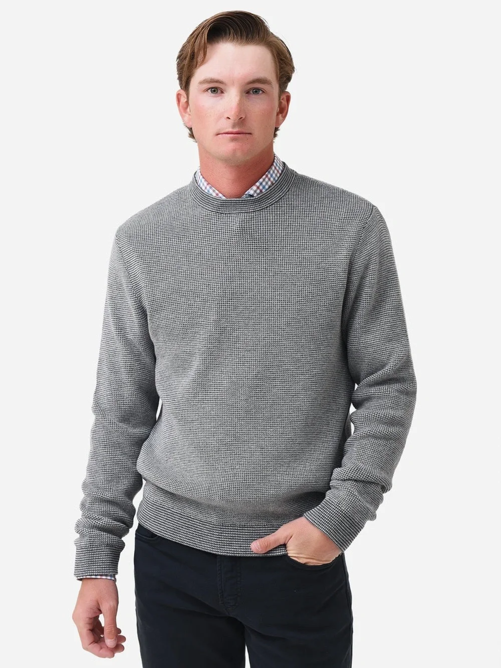 Southern Tide Men’s Bailer Jade Crewneck Sweater Gray XL Cooling Knit Technology